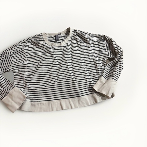 Sweaty Betty After Class Stripe Crop Sweatshirt Women’s 12 XL Black White - Picture 3 of 5